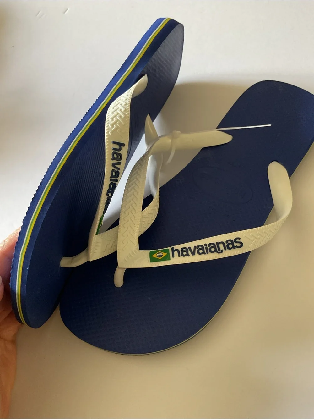 HAVAIANAS MENS FLIP FLOPS BLUE WITH WHITE SIZE 11/12 NWOT EU 45-46